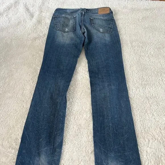 Guess Jeans Womens VTG Sz 30x 32 Blue Denim Brit Rocker Slim Straight Basic Jean - Picture 3 of 7